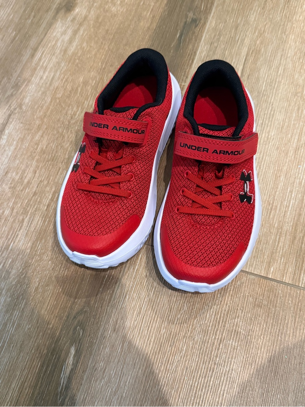 Under Armour Red Kids Sneakers with White Sole